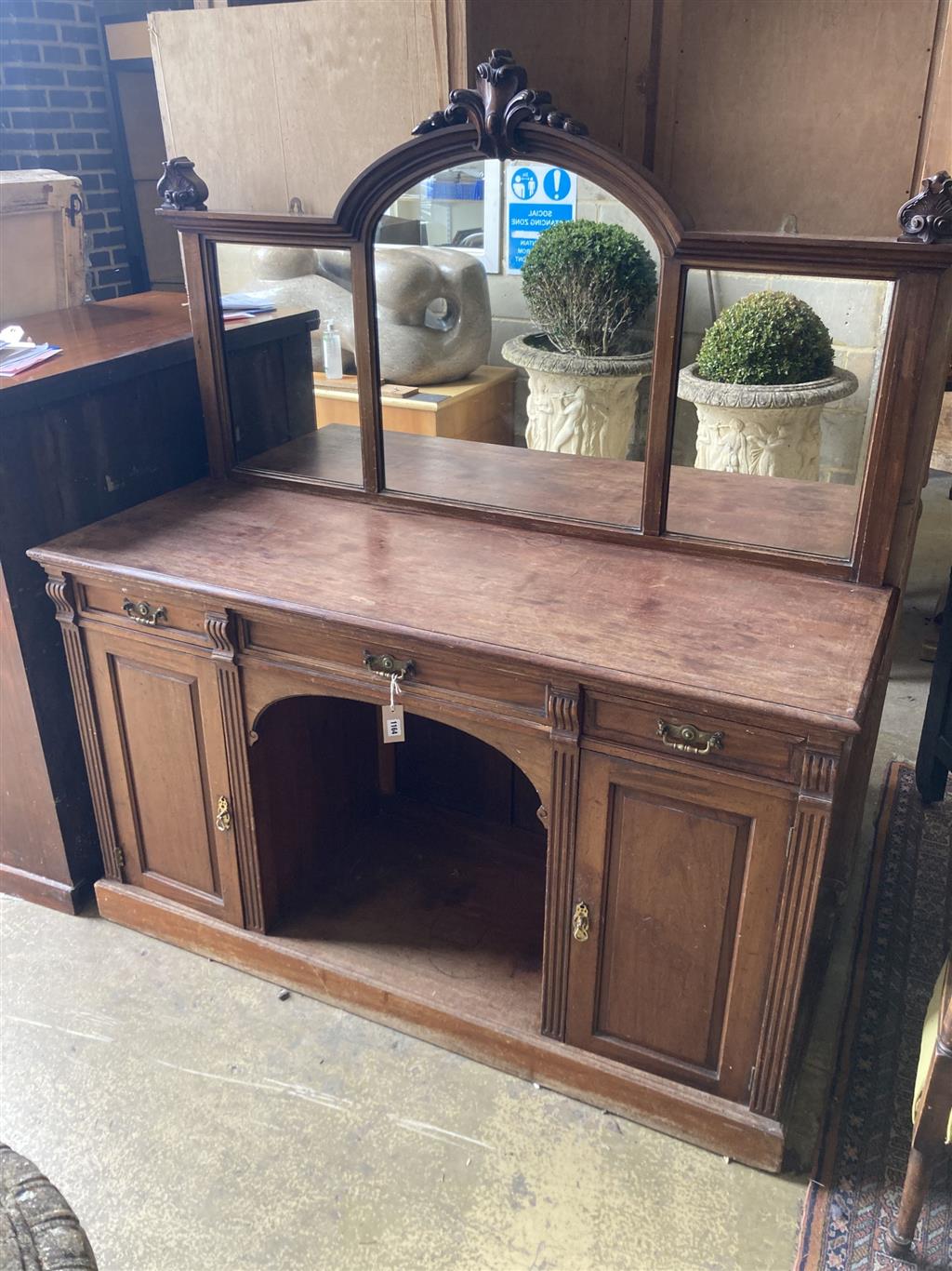 A late Victorian mahogany mirrored back sideboard, width 152cm depth 54cm height 174cm